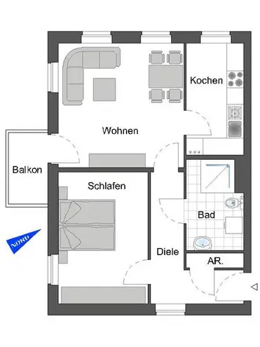 2 Zimmer Wohnung mit 60 m² in Wuppertal – Bild 3