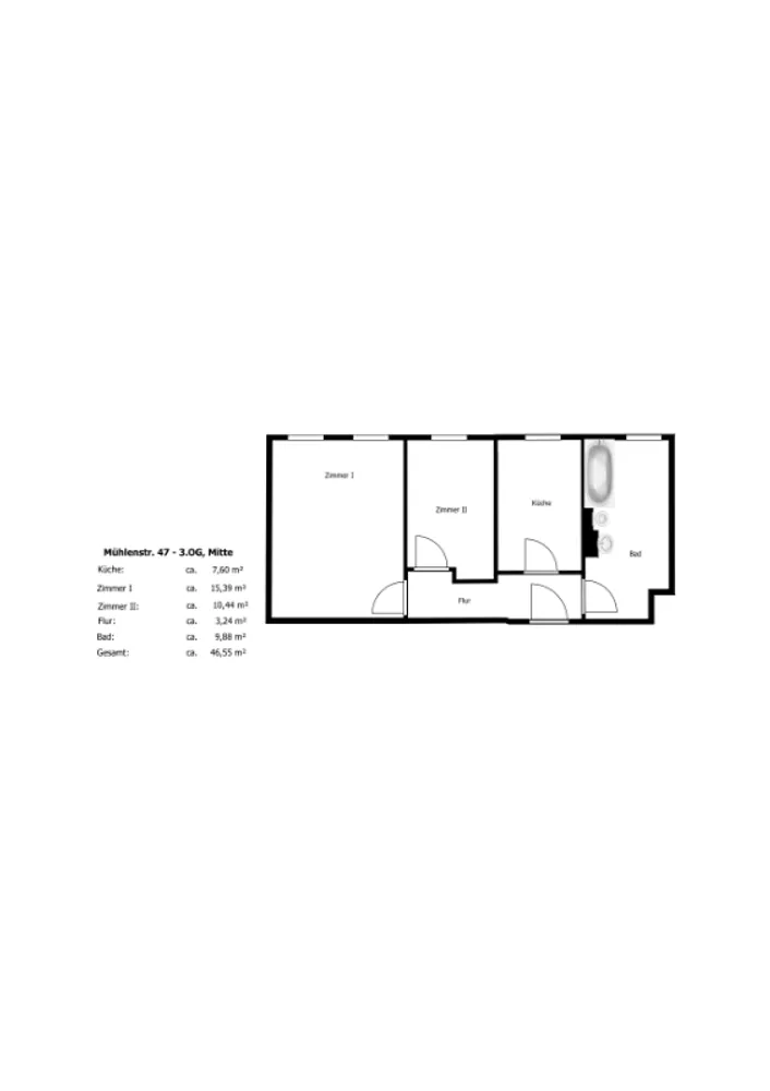 2 Zimmer Wohnung mit 47 m² in Stralsund – Bild 8