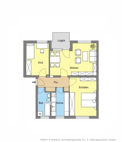 3 Zimmer Wohnung mit 68 m² in Frankfurt am Main – Bild 2