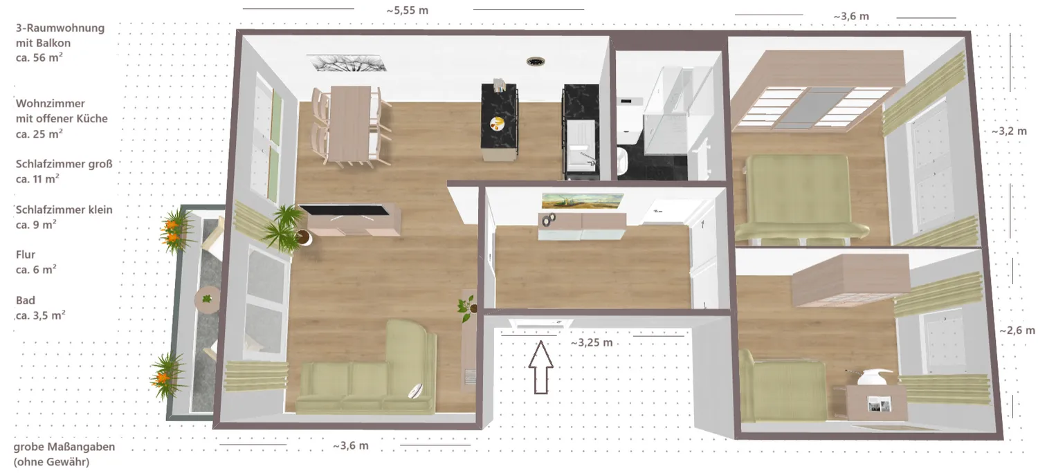 3 Zimmer Wohnung mit 56 m² in Halle (Saale) – Bild 5