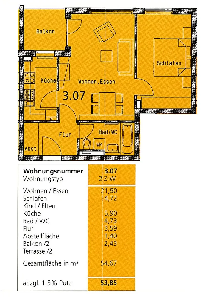 2 Zimmer Wohnung mit 54 m² in Erfurt – Bild 2