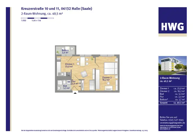 2 Zimmer Wohnung mit 50 m² in Halle (Saale) – Bild 10