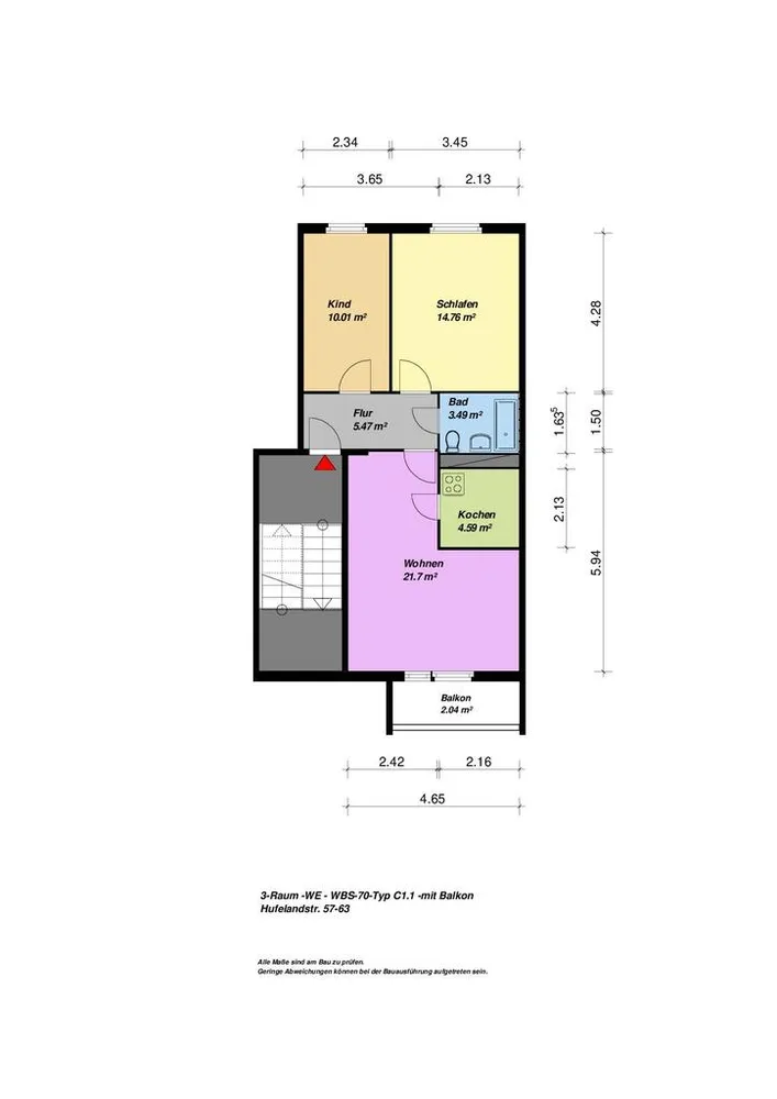 3 Zimmer Wohnung mit 62 m² in Neubrandenburg – Bild 7