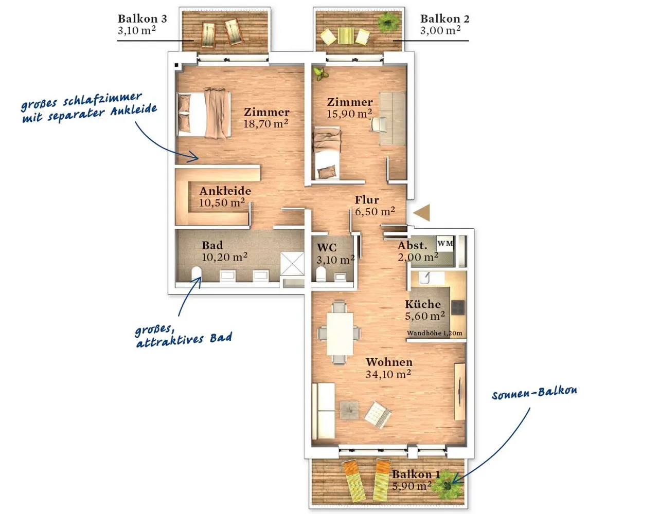 3 Zimmer Wohnung mit 120 m² in Bremen – Bild 2