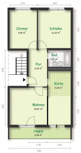 3 Zimmer Wohnung mit 59 m² in Halle (Saale) – Bild 2