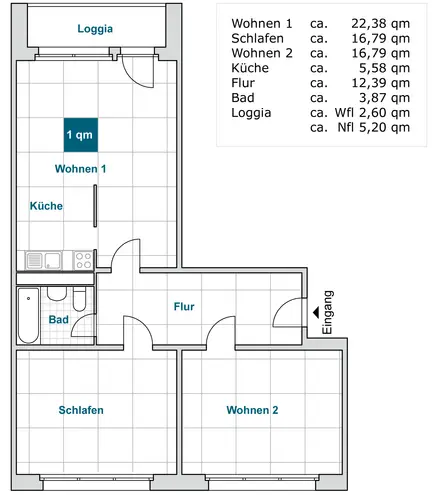 3 Zimmer Wohnung mit 80 m² in Dresden – Bild 2