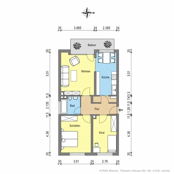 3 Zimmer Wohnung mit 72 m² in Worms – Bild 5