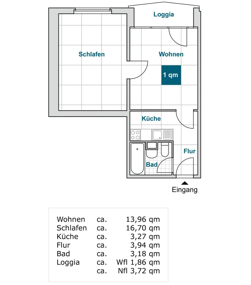 2 Zimmer Wohnung mit 44 m² in Dresden – Bild 3