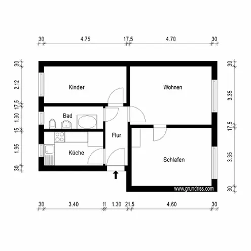 3 Zimmer Wohnung mit 56 m² in Erfurt – Bild 2