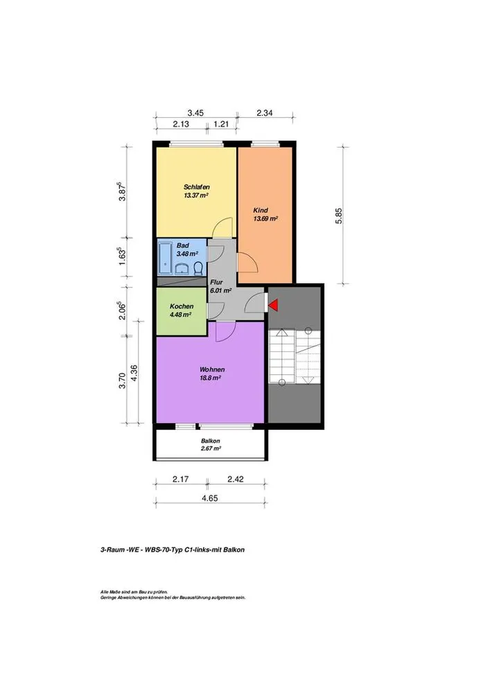 3 Zimmer Wohnung mit 63 m² in Neubrandenburg – Bild 8