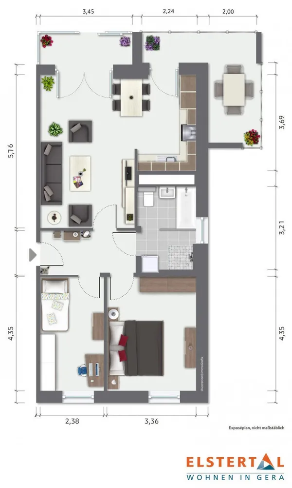3 Zimmer Wohnung mit 75 m² in Gera – Bild 2
