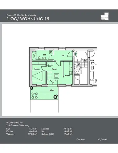 3 Zimmer Wohnung mit 45 m² in Leipzig – Bild 5