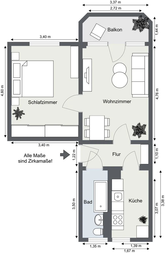 2 Zimmer Wohnung mit 49 m² in Gera – Bild 2