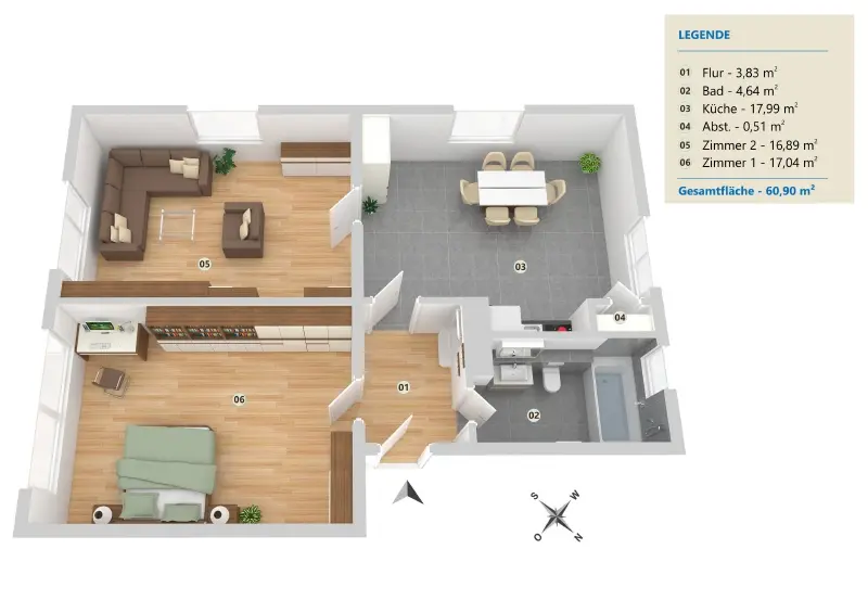2 Zimmer Wohnung mit 60 m² in Minden – Bild 6