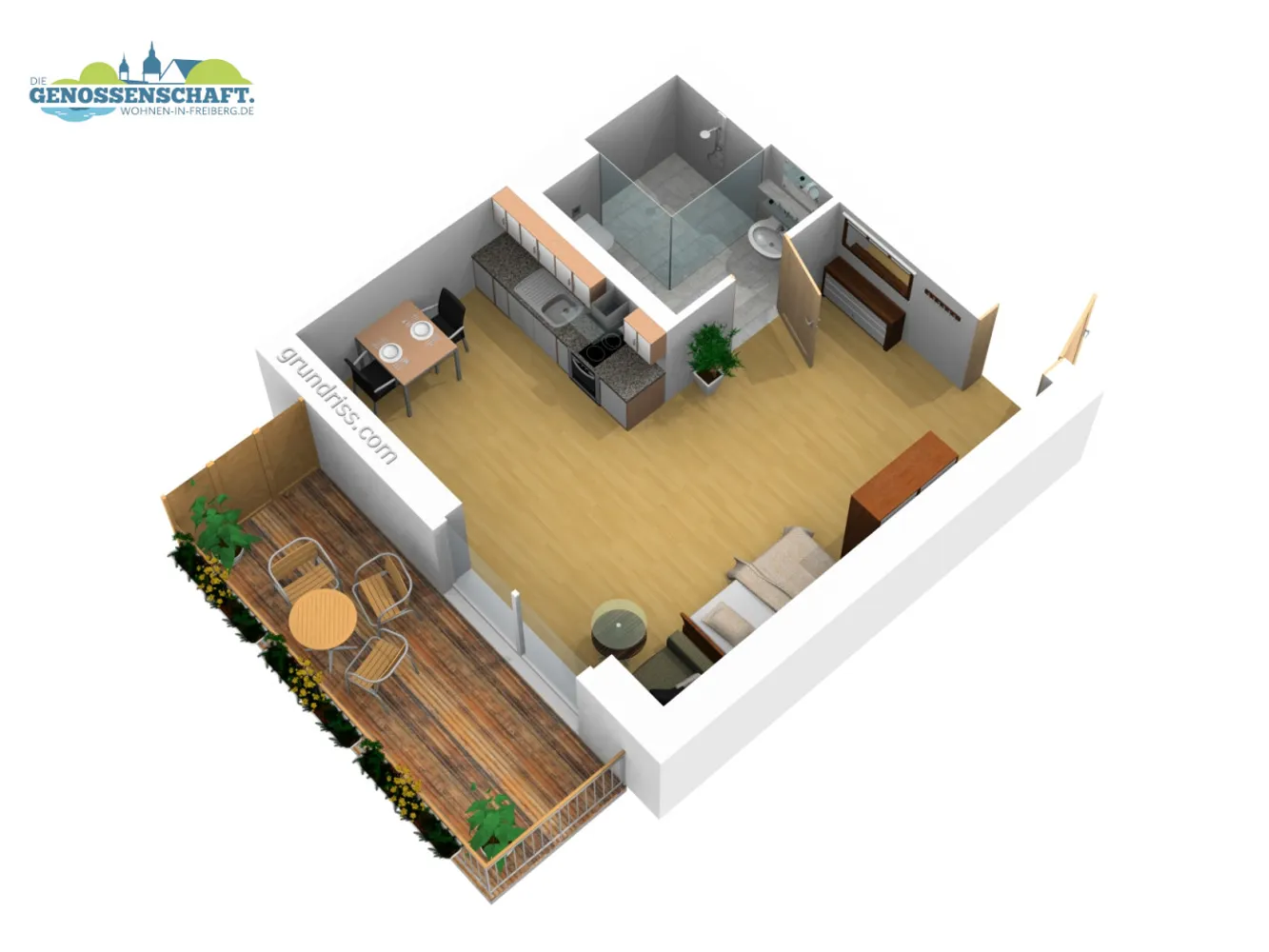1 Zimmer Wohnung mit 26 m² in Freiberg – Bild 2