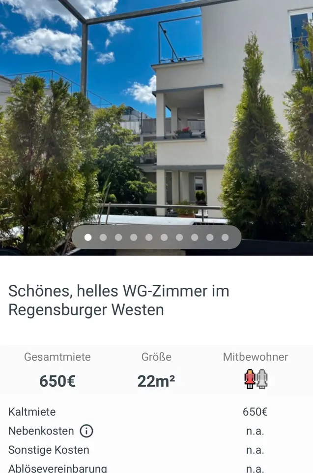 WG-Zimmer mit 50 m² in Regensburg – Bild 1
