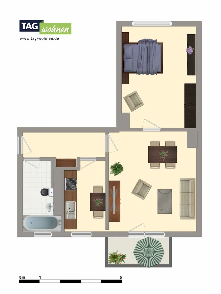 2 Zimmer Wohnung mit 48 m² in Merseburg – Bild 2