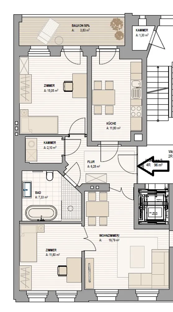 4 Zimmer Wohnung mit 96 m² in Görlitz – Bild 2