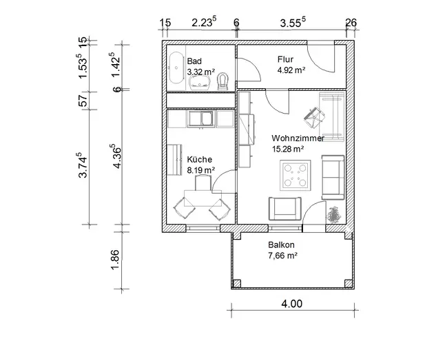 1 Zimmer Wohnung mit 36 m² in Magdeburg – Bild 2