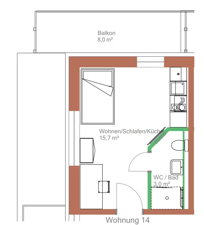 2 Zimmer Wohnung mit 23 m² in Göttingen – Bild 6