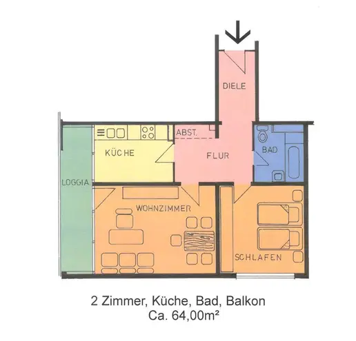 2 Zimmer Wohnung mit 64 m² in Kassel – Bild 2