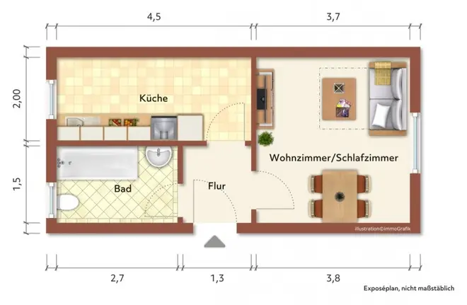1 Zimmer Wohnung mit 32 m² in Halle (Saale) – Bild 2