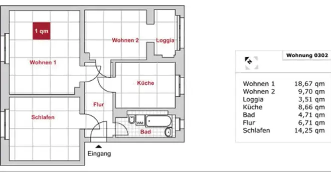 3 Zimmer Wohnung mit 63 m² in Dresden – Bild 2