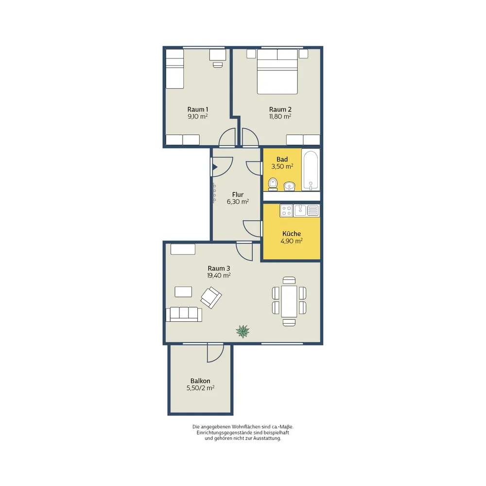 3 Zimmer Wohnung mit 58 m² in Leipzig – Bild 2