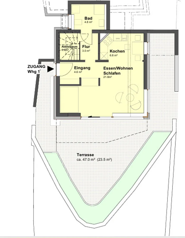 1 Zimmer Wohnung mit 50 m² in Tübingen – Bild 2
