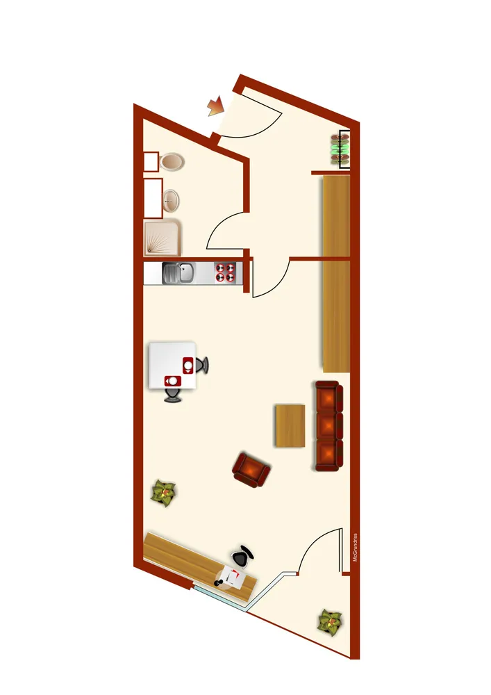 1 Zimmer Wohnung mit 39 m² in Karlsruhe – Bild 2