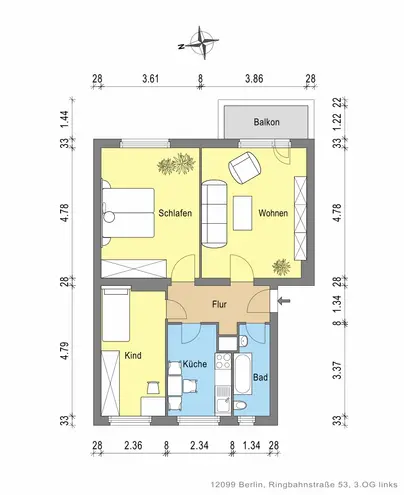 3 Zimmer Wohnung mit 64 m² in Berlin – Bild 4