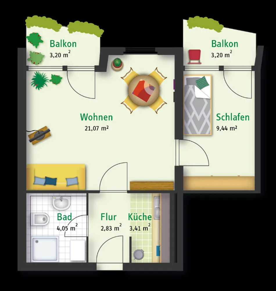 2 Zimmer Wohnung mit 44 m² in Halle (Saale) – Bild 2