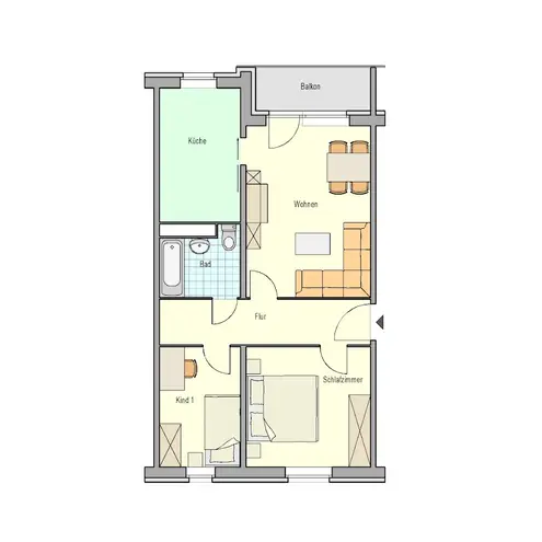 3 Zimmer Wohnung mit 58 m² in Rostock – Bild 2