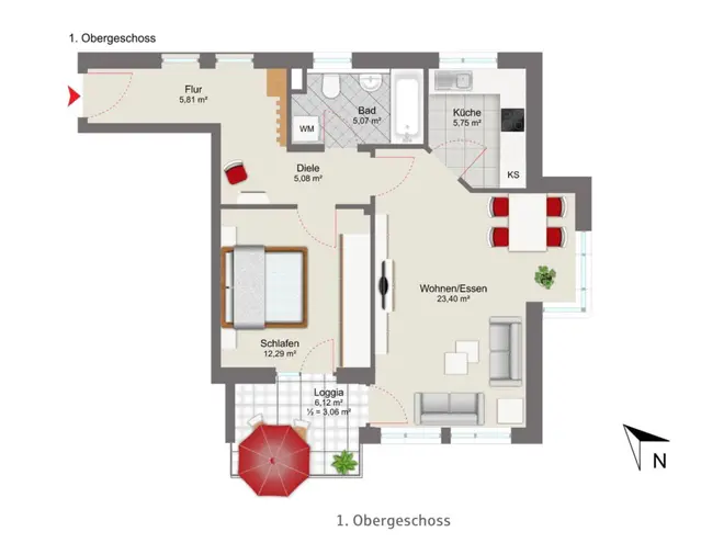 2 Zimmer Wohnung mit 59 m² in Augsburg – Bild 12