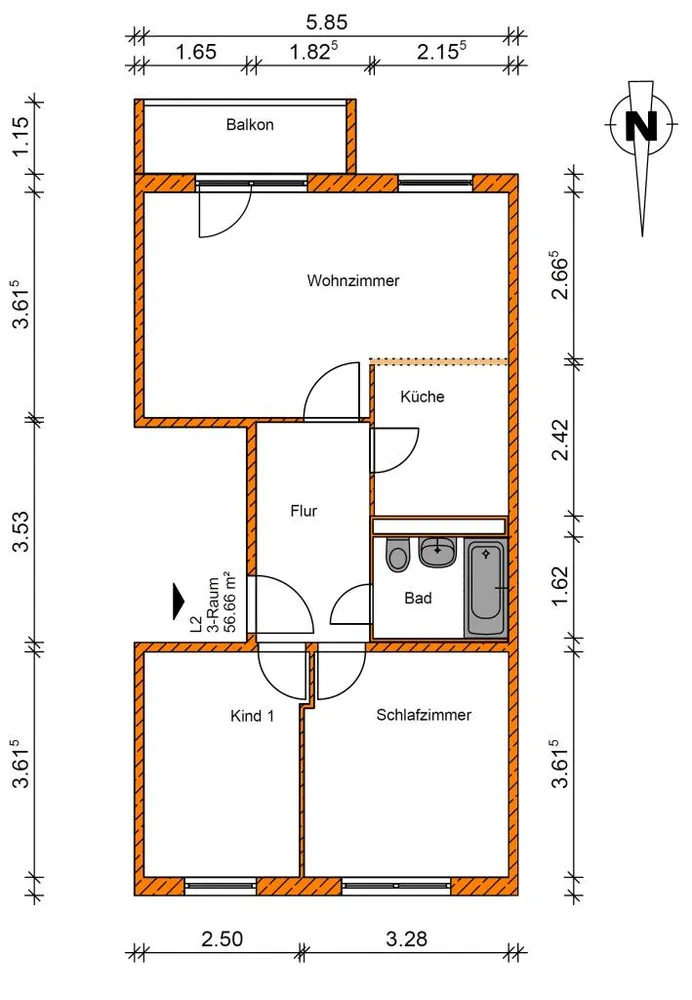 3 Zimmer Wohnung mit 57 m² in Magdeburg – Bild 7