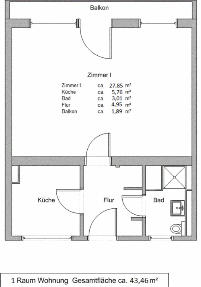 1 Zimmer Wohnung mit 43 m² in Stralsund – Bild 12