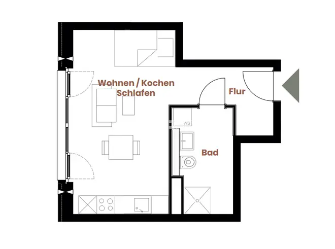 1 Zimmer Wohnung mit 32 m² in Bremen – Bild 8