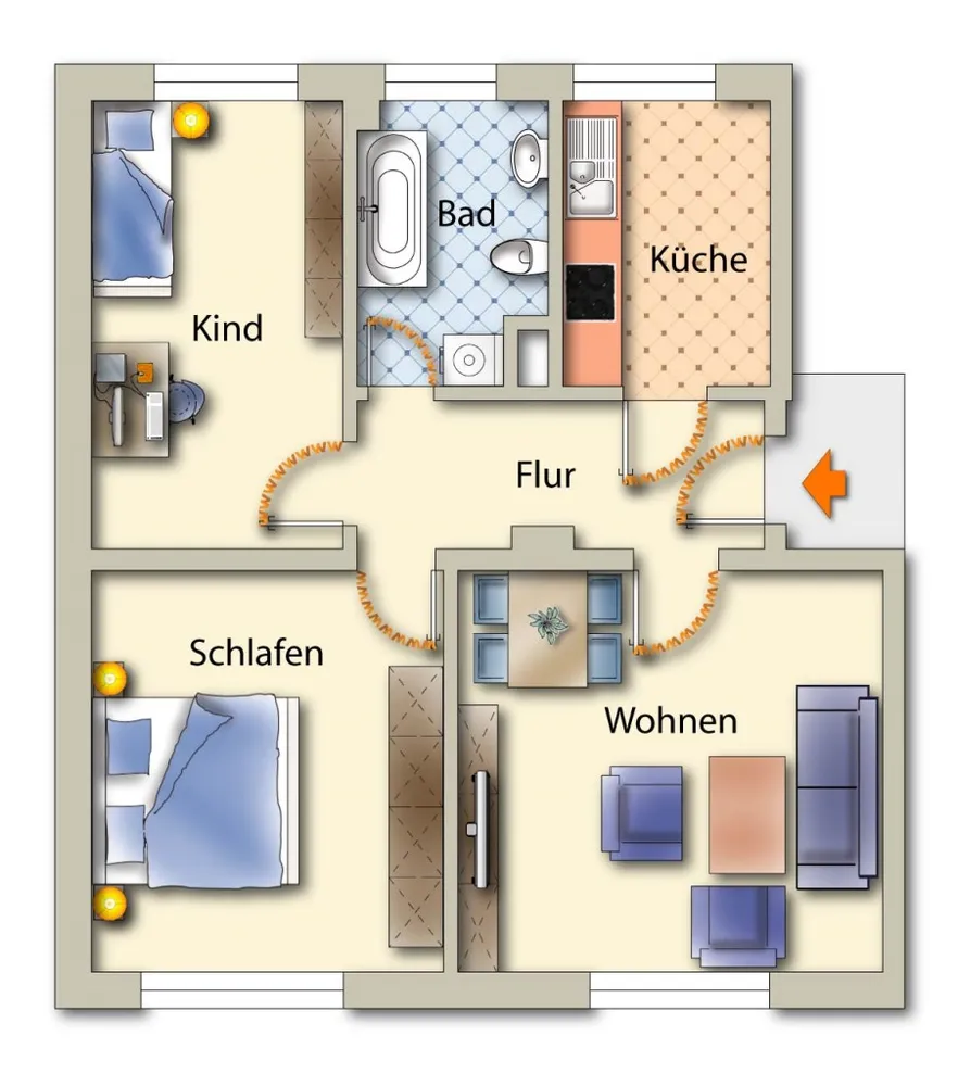 3 Zimmer Wohnung mit 64 m² in Freiberg – Bild 2