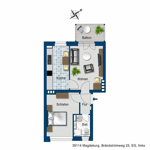 2 Zimmer Wohnung mit 46 m² in Magdeburg – Bild 2