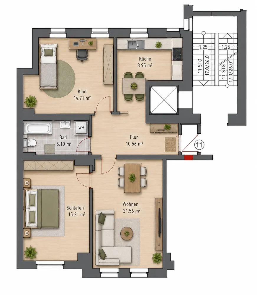 3 Zimmer Wohnung mit 77 m² in Halle (Saale) – Bild 9