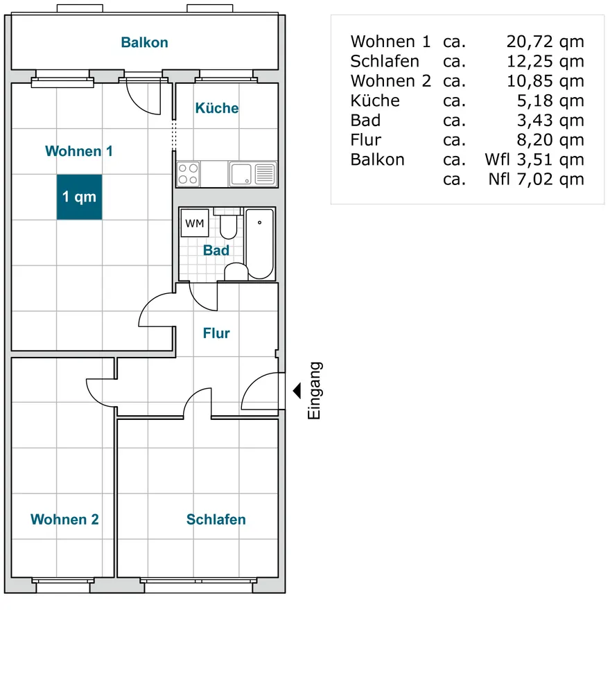 3 Zimmer Wohnung mit 64 m² in Dresden – Bild 2