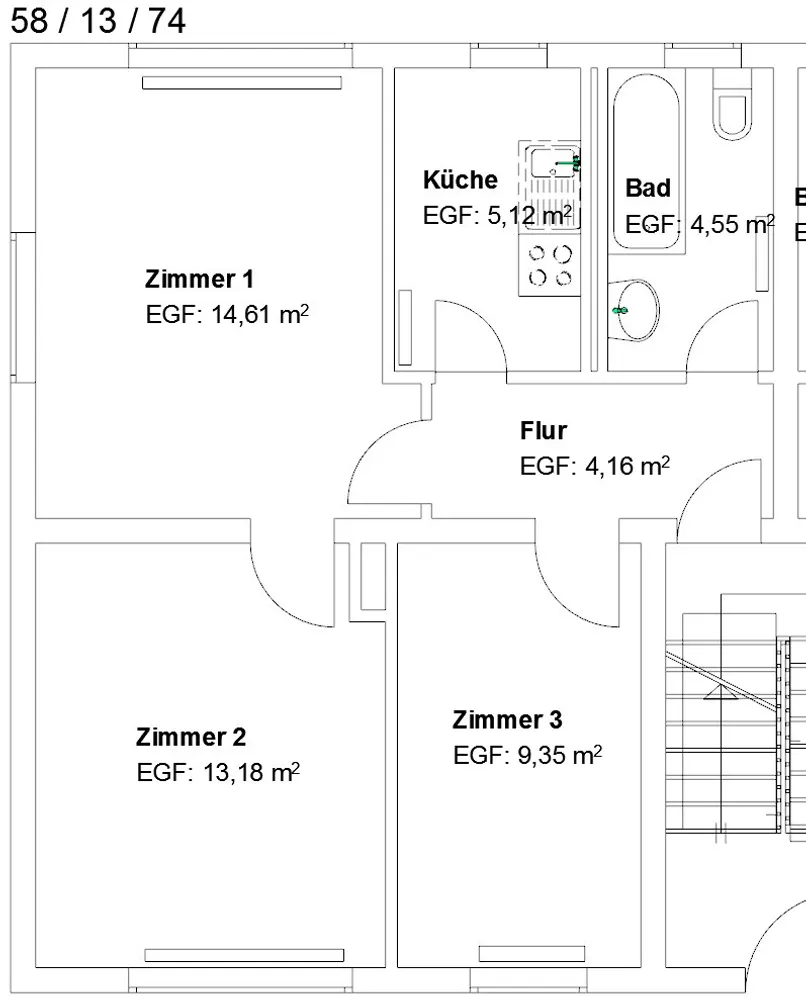 3 Zimmer Wohnung mit 51 m² in Kassel – Bild 2