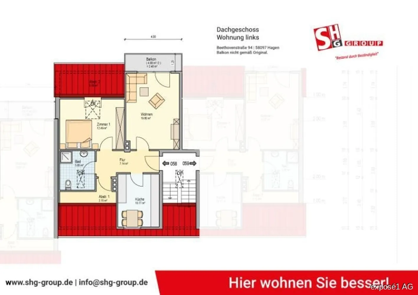 3 Zimmer Wohnung mit 59 m² in Hagen – Bild 2