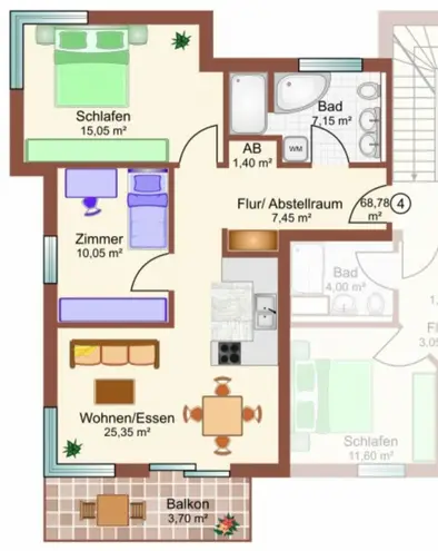 3 Zimmer Wohnung mit 69 m² in Hamburg – Bild 2