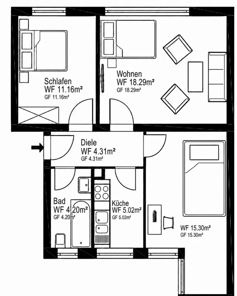 3 Zimmer Wohnung mit 58 m² in Frankfurt am Main – Bild 10