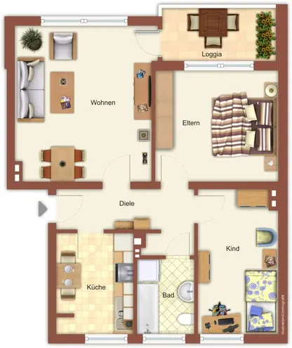 3 Zimmer Wohnung mit 63 m² in Mönchengladbach – Bild 2