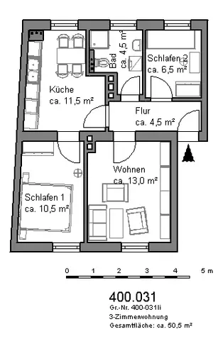 3 Zimmer Wohnung mit 50 m² in Hannover – Bild 3