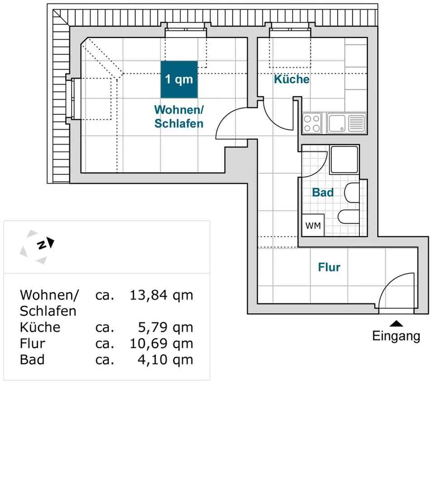 1 Zimmer Wohnung mit 35 m² in Dresden – Bild 2