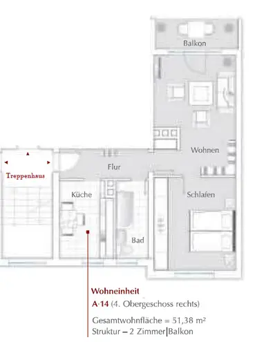 2 Zimmer Wohnung mit 51 m² in Ingolstadt – Bild 2