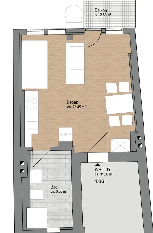 Studio mit 31 m² in Marburg – Bild 5
